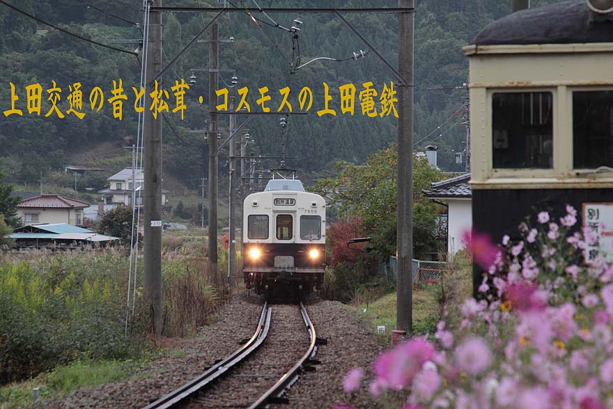 上田電鉄別所線沿線の秋桜と松茸・・・昔の上田交通別所線