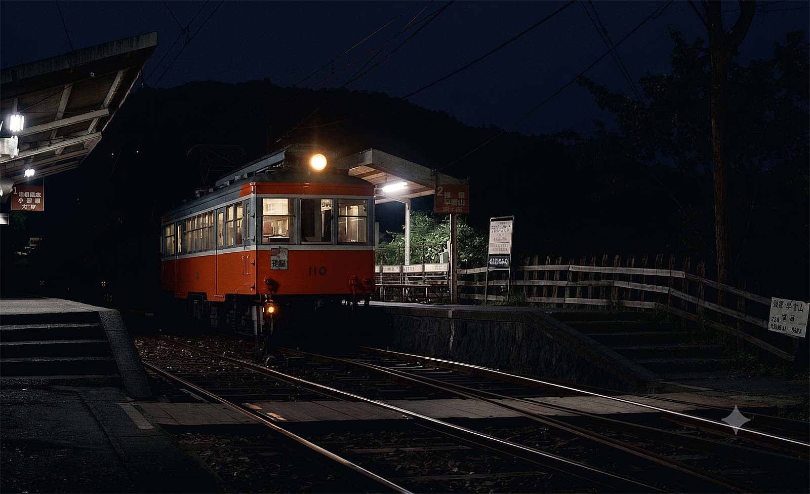 箱根登山大平台駅夜景Geminiカラー化2
