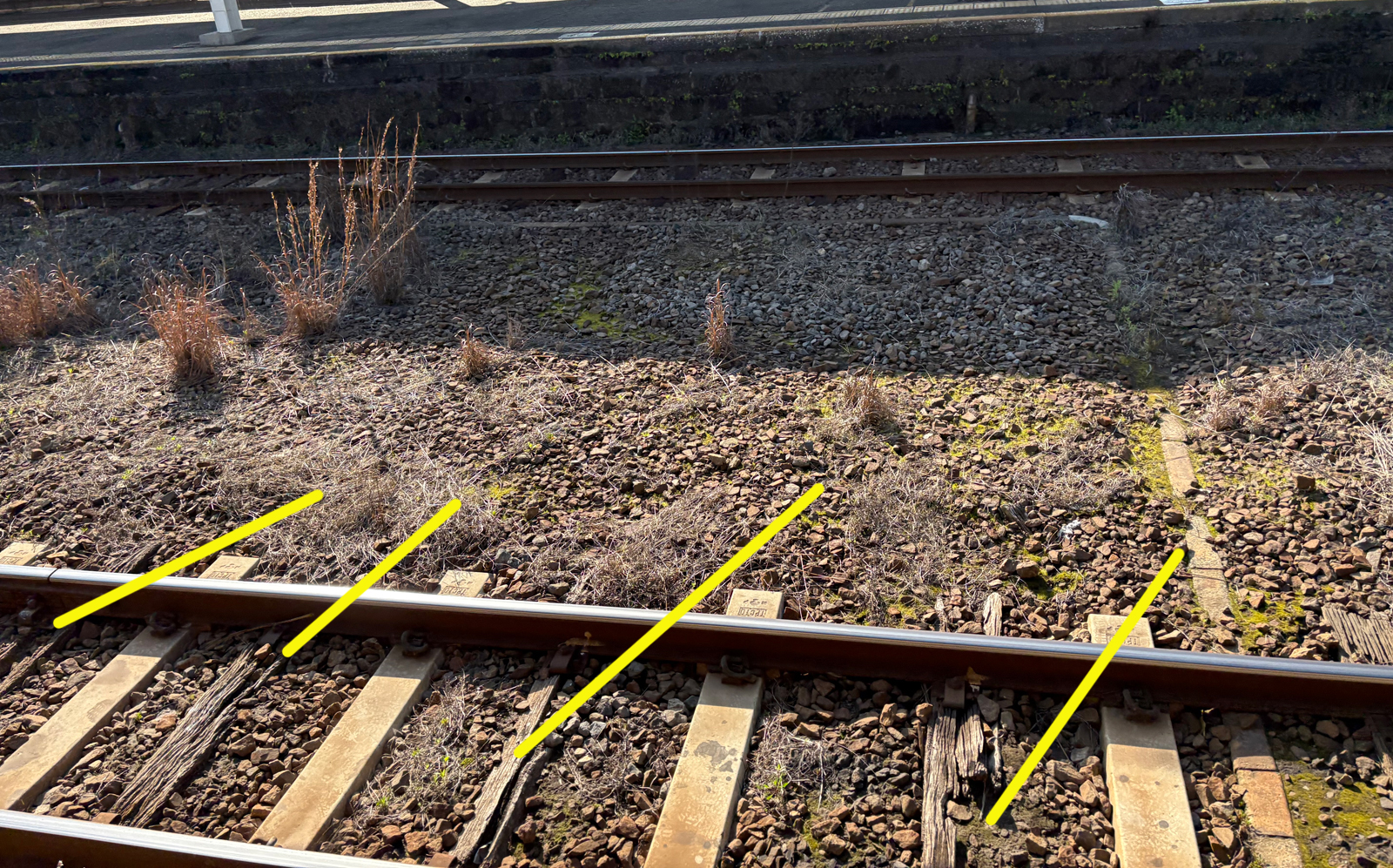 枕木状態 鹿児島駅